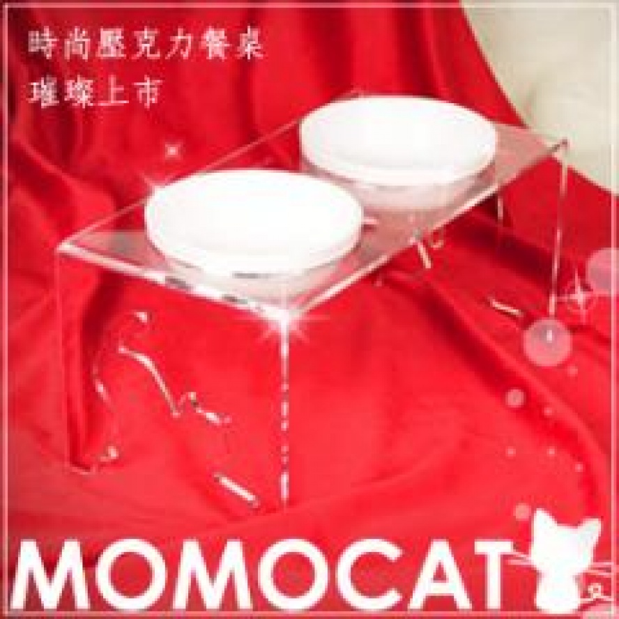台灣精品~雙口貓款水晶餐桌(附陶瓷碗)/個