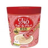 日本CIAO超美味貓咪液態肉泥霸王桶-鮪魚吻仔魚口味/14G*60入