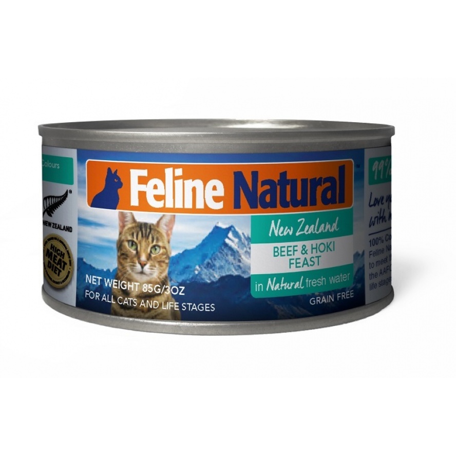 紐西蘭K9貓咪無穀主食罐，99%含肉量/牛肉+鱈魚，170g