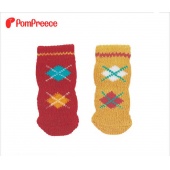 【新色登場】日本PomPreece居家棉質防滑襪，避免滑倒加強摩擦力(格菱紋)/M號