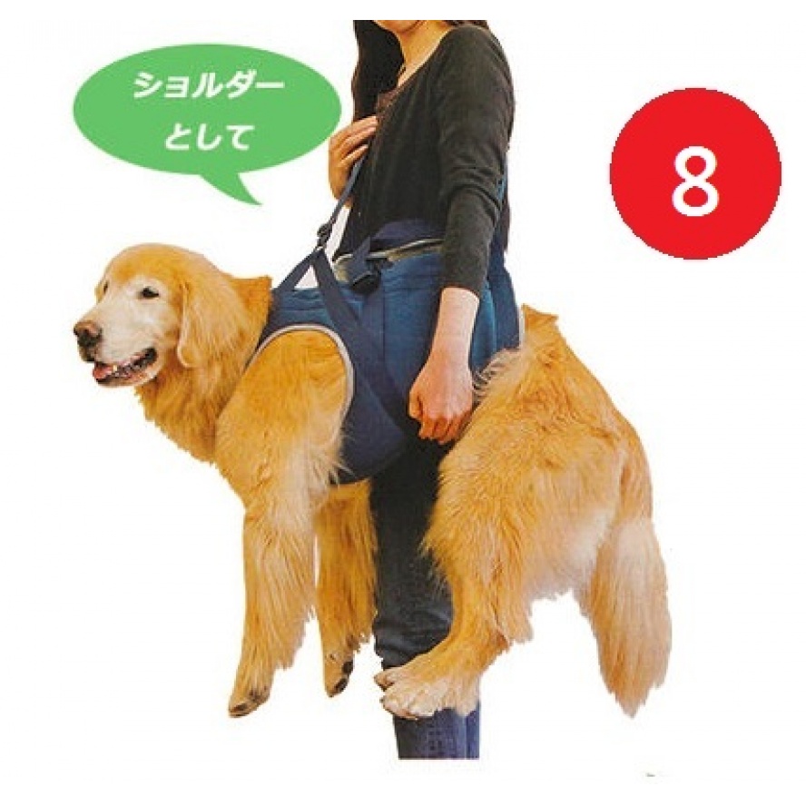 日本PomPreece病老犬介護~可背式步行輔助器／8號藍色