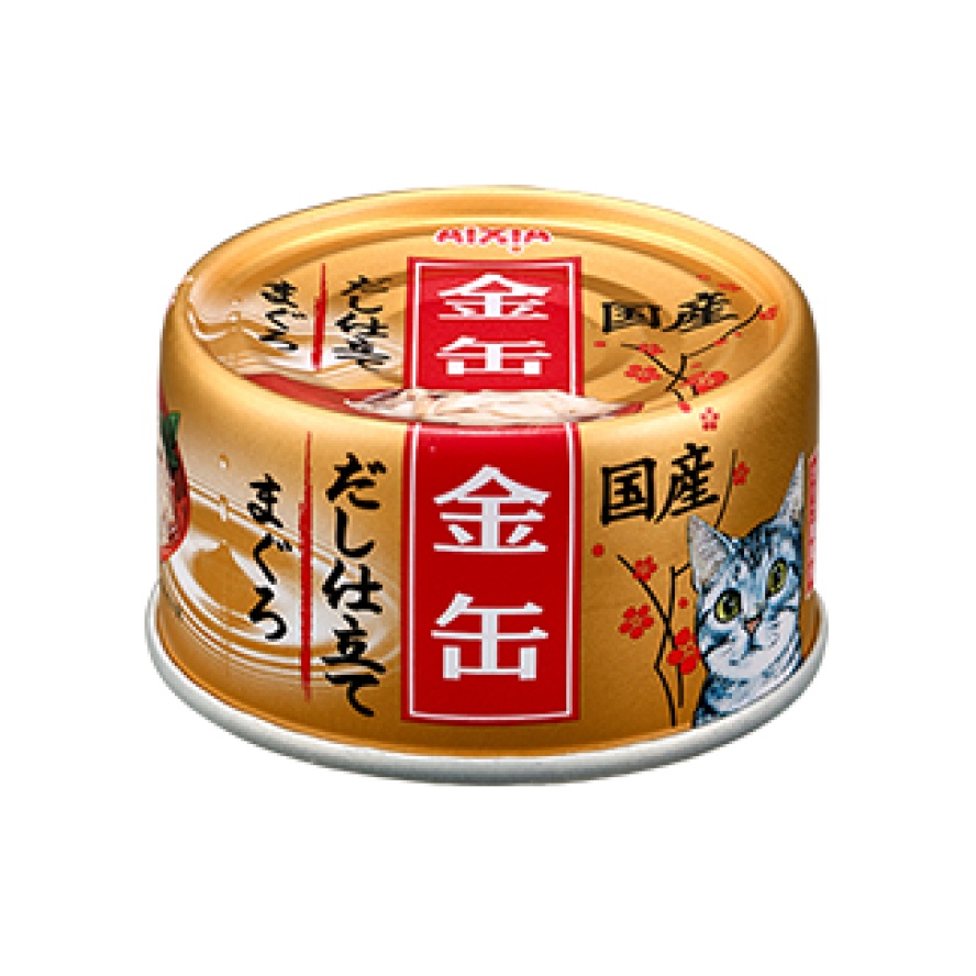 (保存2022.3.1)【新包裝，日本製】日本AIXIA高湯金罐~7號鮪魚，豐富湯汁的頂級貓罐/70g