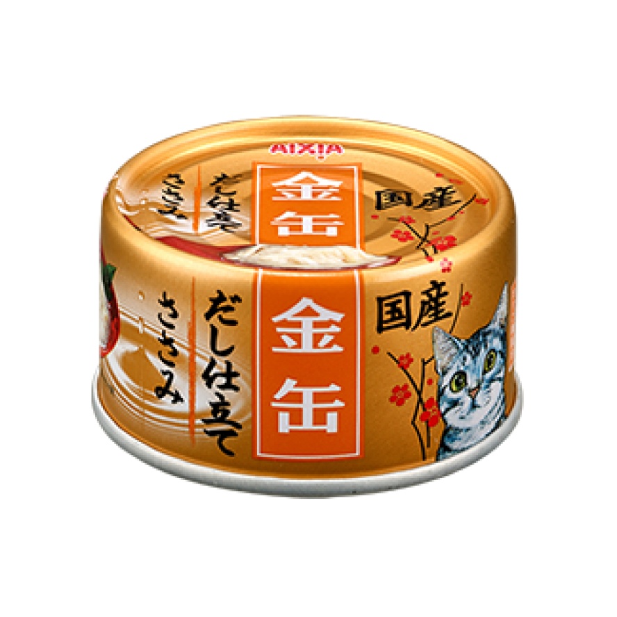 (保存2022.3.1)【新包裝，日本製】日本AIXIA高湯金罐~9號雞肉，豐富湯汁的頂級貓罐/70g