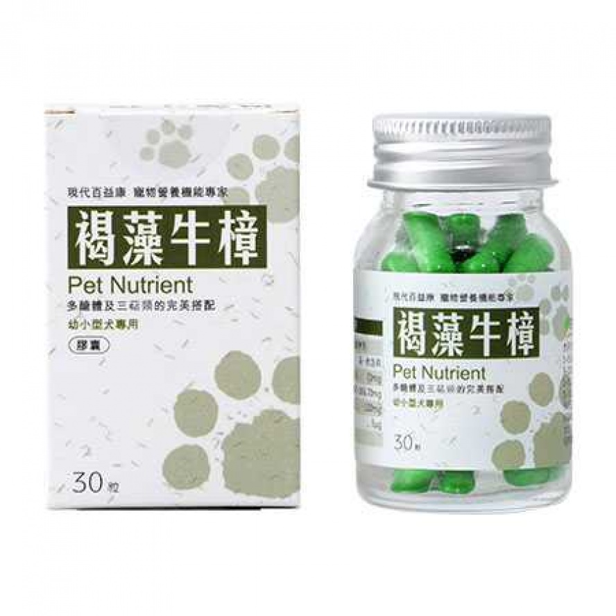百益康褐藻牛樟膠囊，小型犬貓/30粒