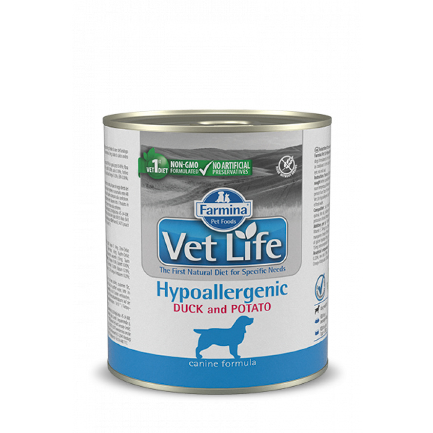 法米納Vet Life犬用低敏配方(鮮鴨+地瓜)處方主食罐300g