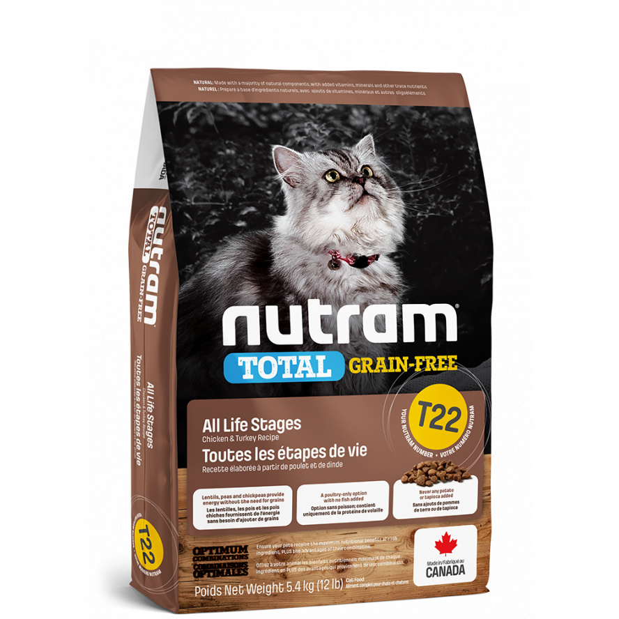 紐頓nutram全能『無穀』貓糧T22(雞肉x火雞肉)/2公斤