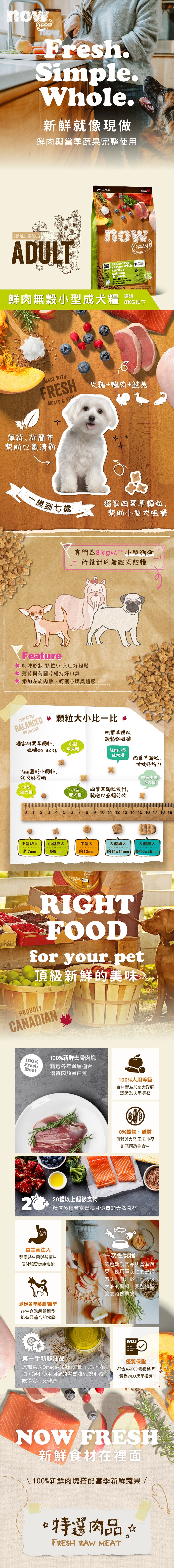 Now! Fresh 鮮肉無穀小型犬小顆粒天然糧,適口性高/6LB